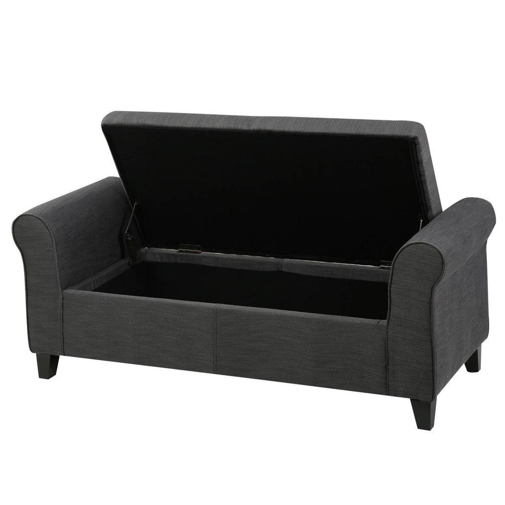 Grey Fabric Storage Ottoman Bench G5200