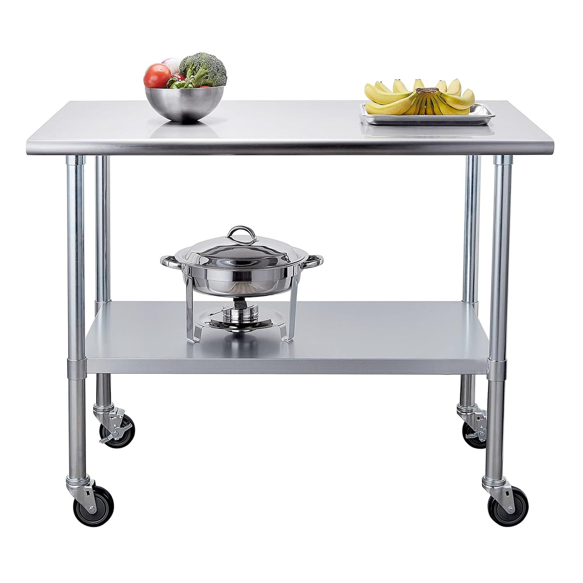 Stainless Steel Table 30 x 48 Inches with Caster Wheels U9595