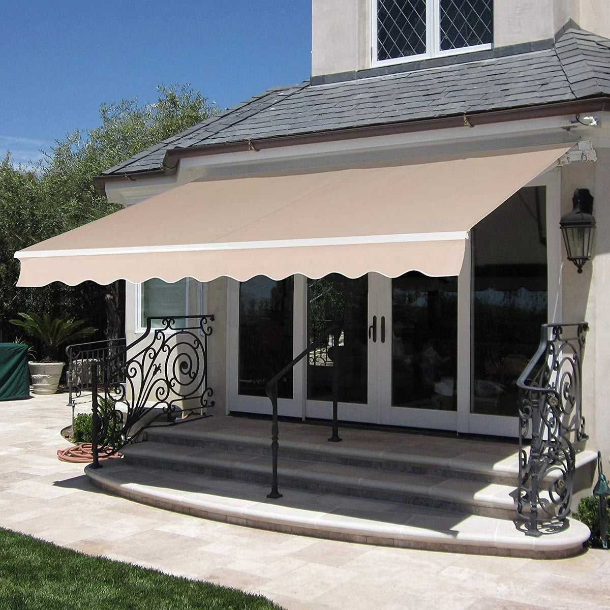 10x8 ft Retractable Patio Awning Canopy D137