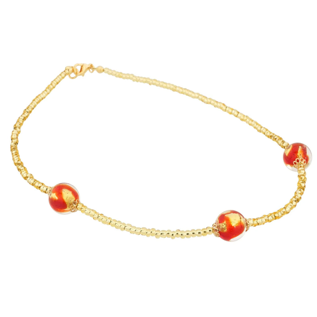 Murano Glass Royal Red Balls Necklace P421