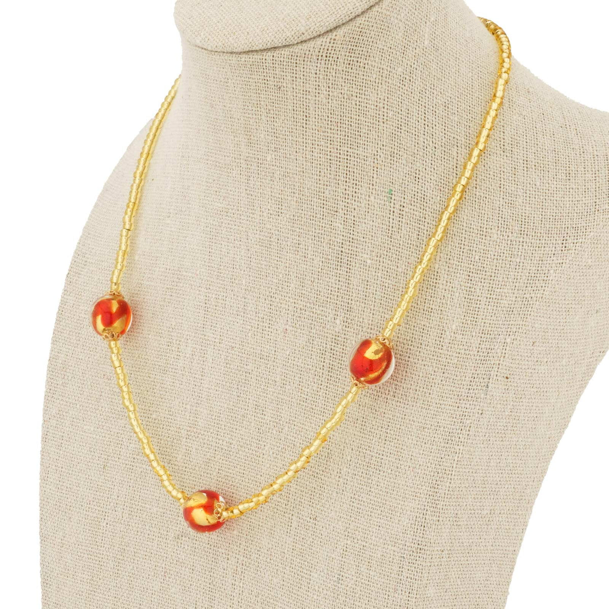 Murano Glass Royal Red Balls Necklace P421
