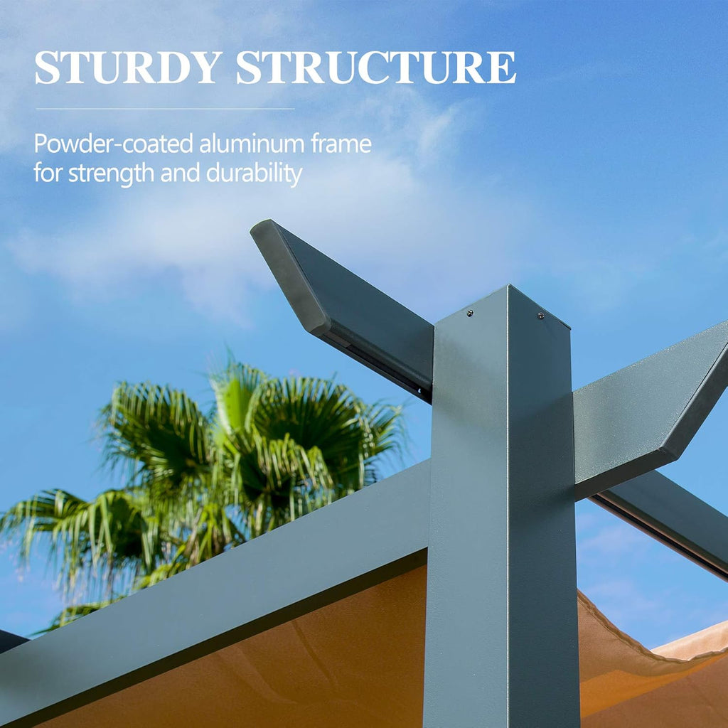 Aluminum Retractable Outdoor Pergola 10x10ft S291
