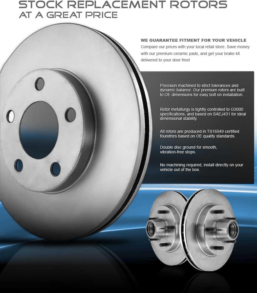 Front and Rear Brake Rotors + Brake Pads + Clips I710079