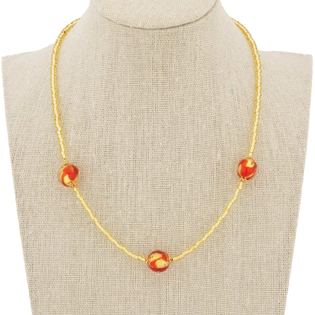 Murano Glass Royal Red Balls Necklace P421