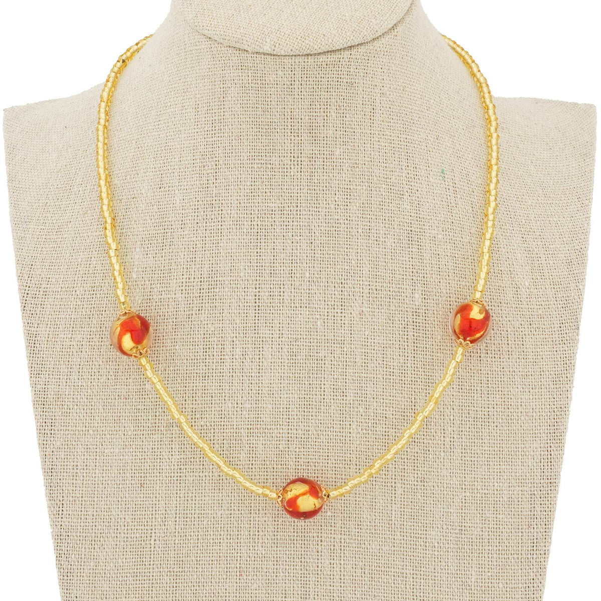 Murano Glass Royal Red Balls Necklace P421