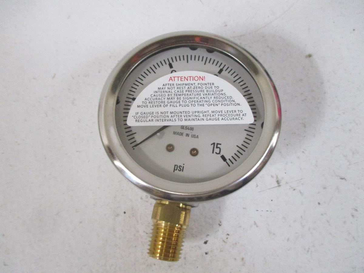 Liquid Filled Stainless Case Gauge 2-1/2 Face 0-15 psi Pack of 2 C302