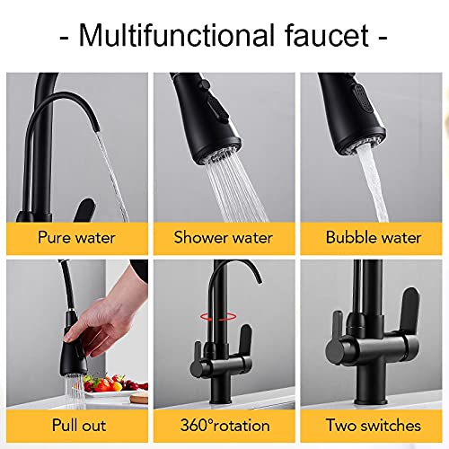 Black Deck Mounted Kitchen Faucet Y360