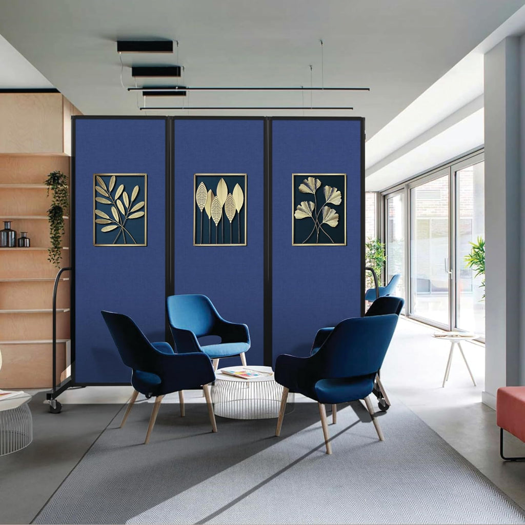 Navy 7'6" x 8'7" Folding Room Divider with Metal Frame C860268
