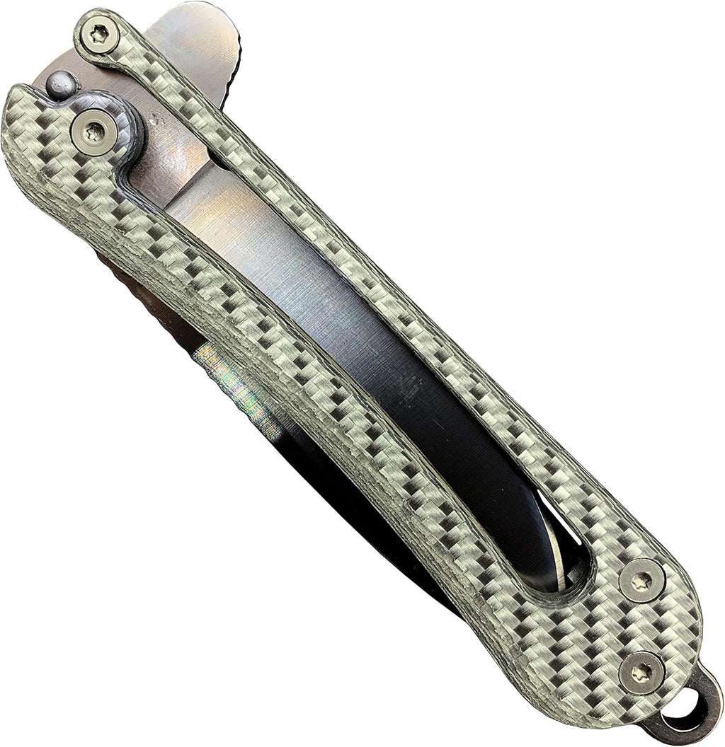 Folding EDC Pocket Knife VG10 Stainless Steel 2.75” Blade White Carbon Fiber Handle X65436