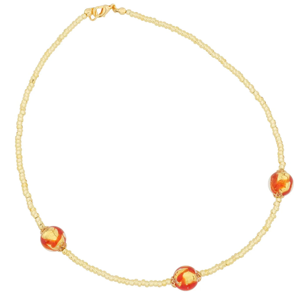 Murano Glass Royal Red Balls Necklace P421