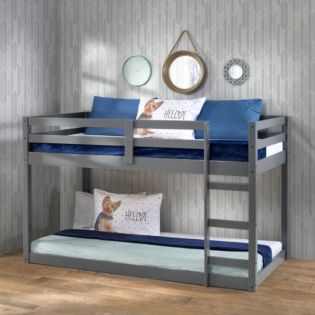Gray Twin Loft Bed Wood M105