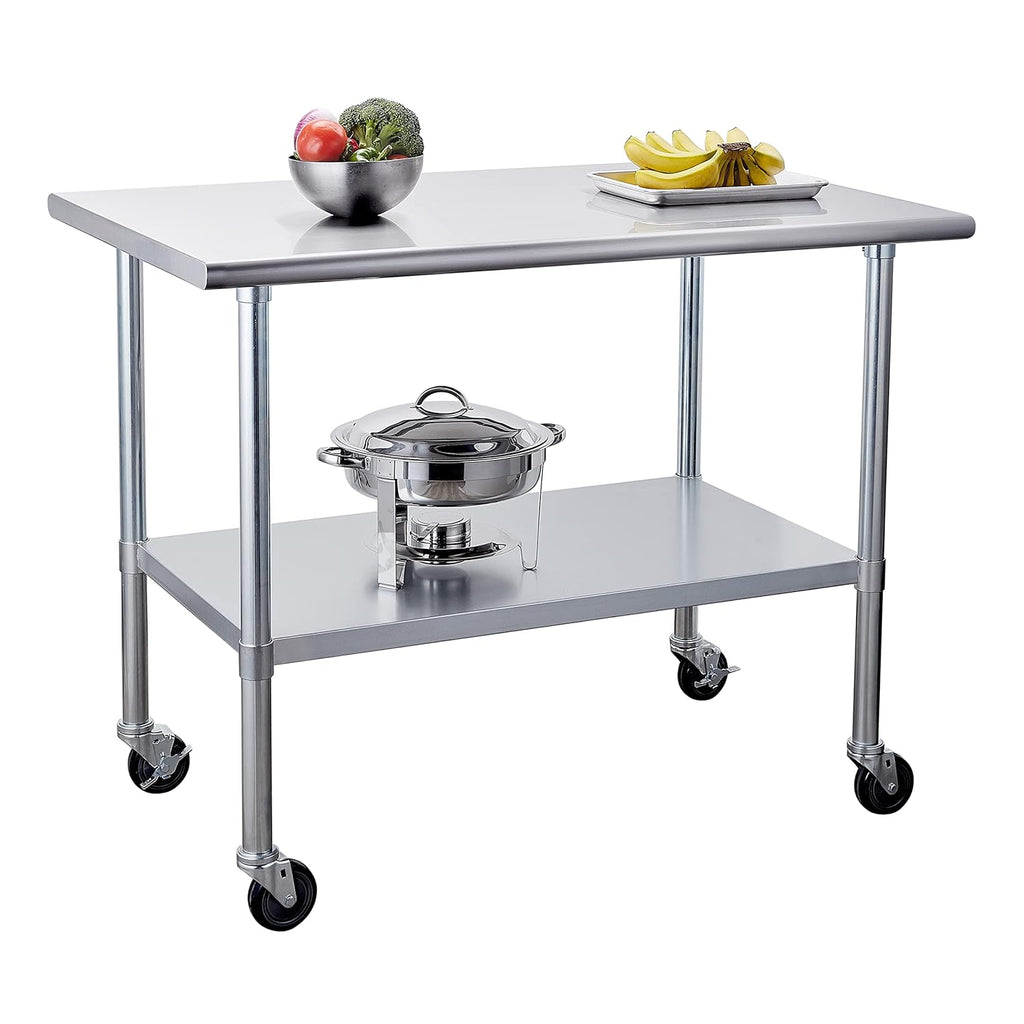 Stainless Steel Table 30 x 48 Inches with Caster Wheels U9595