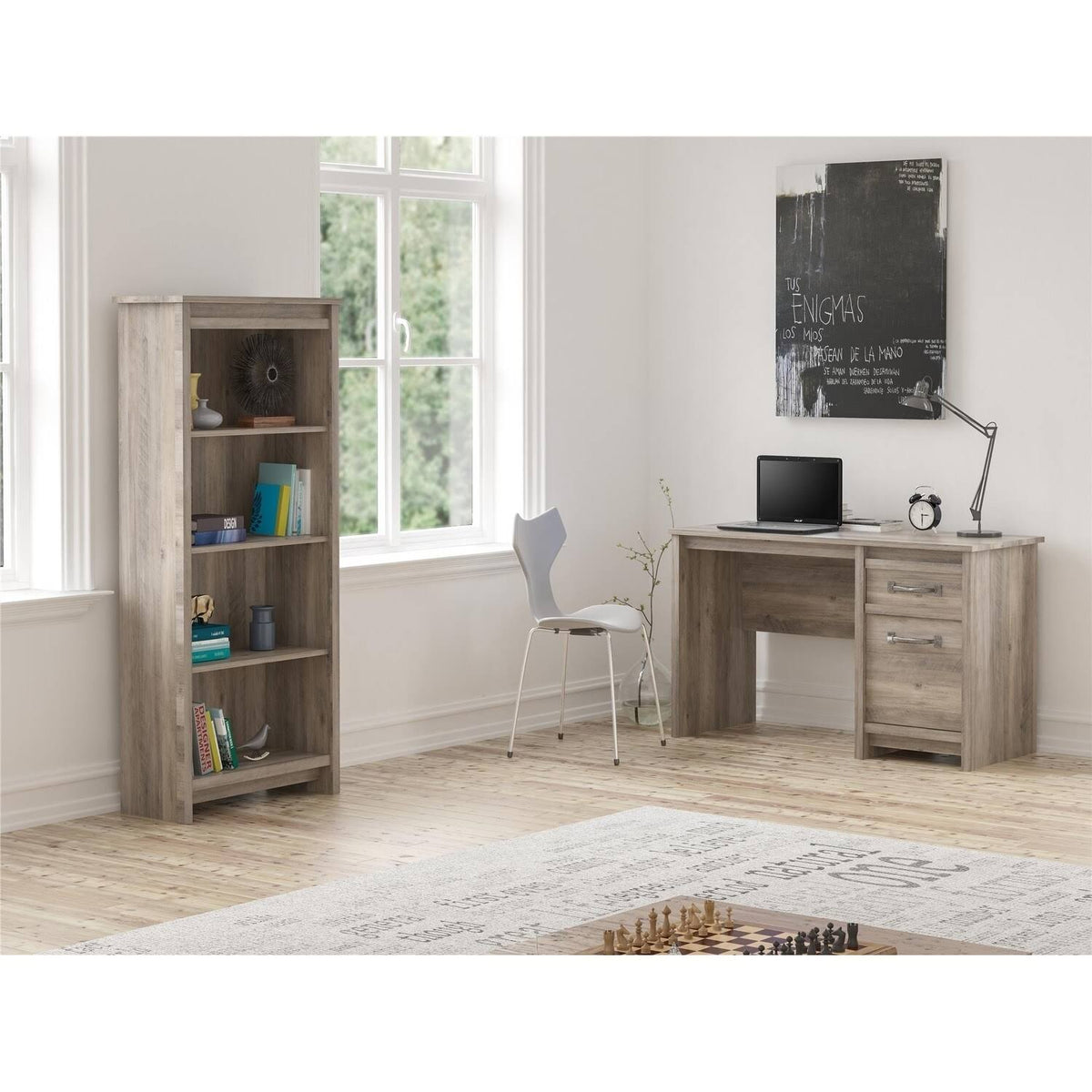 Gray Oak 4 Shelf Bookcase X682800