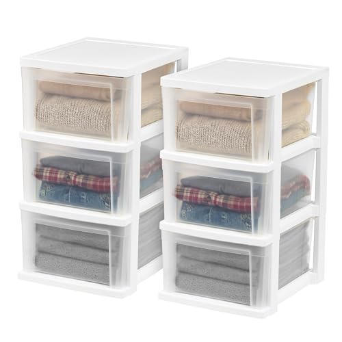 Black/Clear 3-Drawer 2-Pack Plastic Drawer Storage Organizer P55492