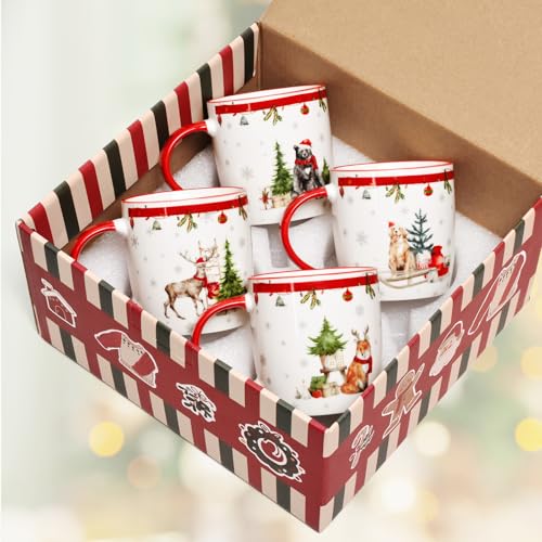 Set of 4 Christmas Mugs, 11 Oz S11919