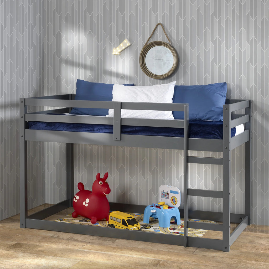 Gray Twin Loft Bed Wood M105