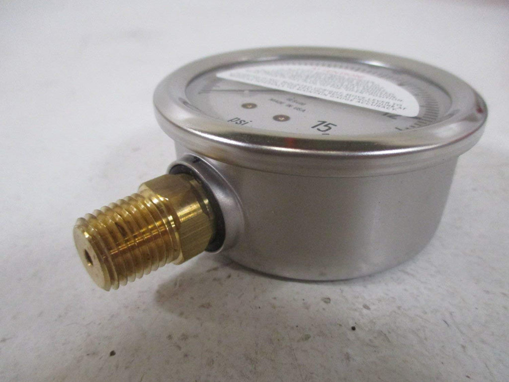Liquid Filled Stainless Case Gauge 2-1/2 Face 0-15 psi Pack of 2 C302