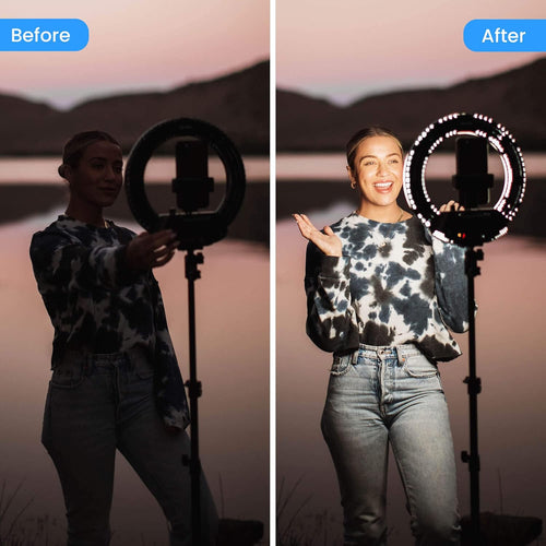 12 Cordless Bicolor Ring Light Kit with Carry Case & 6.5 ft Stand E4564