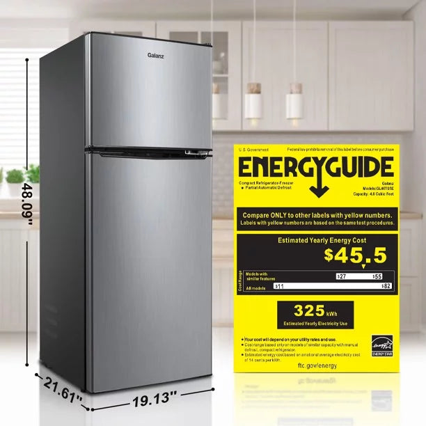 Stainless Steel Two Door Mini Refrigerator with Freezer X70897