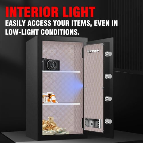 6.1 Cub Fireproof Waterproof Home Safe Box with LCD Screen Digital Keypad and Key Lock Q4003