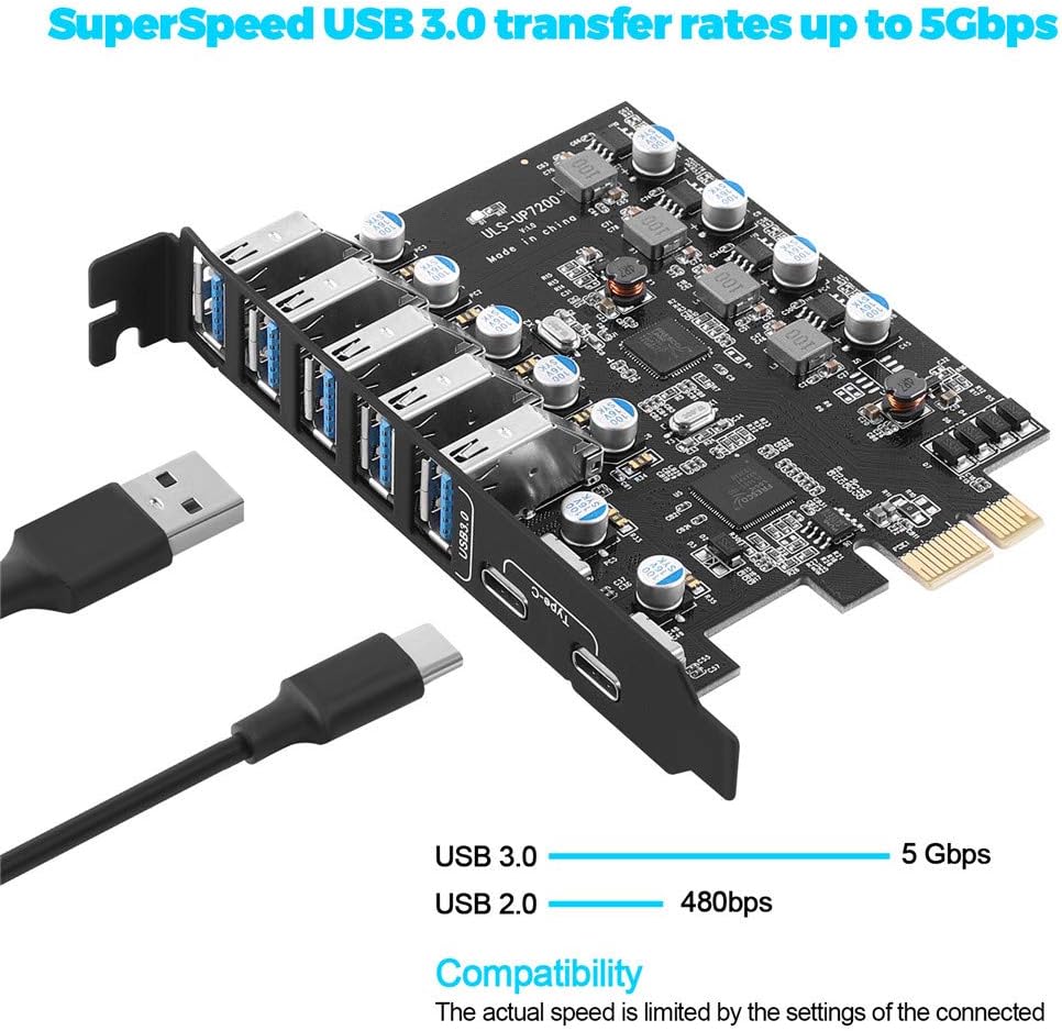 PCI-E to USB 3.0 7-Port Expansion Card D702