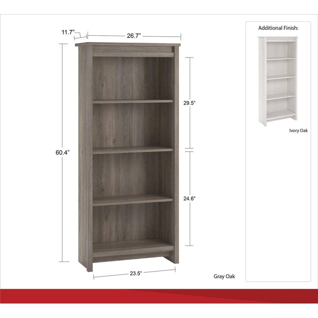 Gray Oak 4 Shelf Bookcase X682800