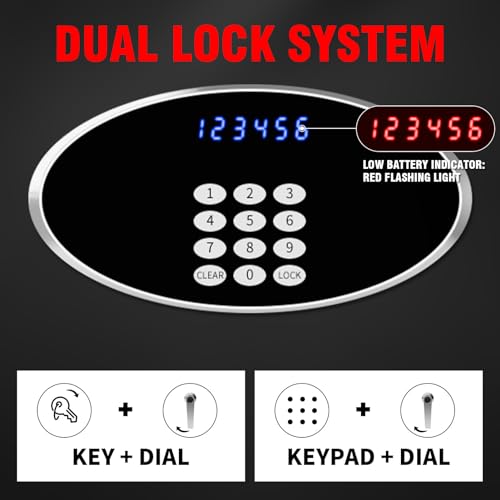 6.1 Cub Fireproof Waterproof Home Safe Box with LCD Screen Digital Keypad and Key Lock Q4003