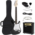 39in Full Size Beginner Electric Guitar Starter Kit with Case, Strap, Amp - Black F50530