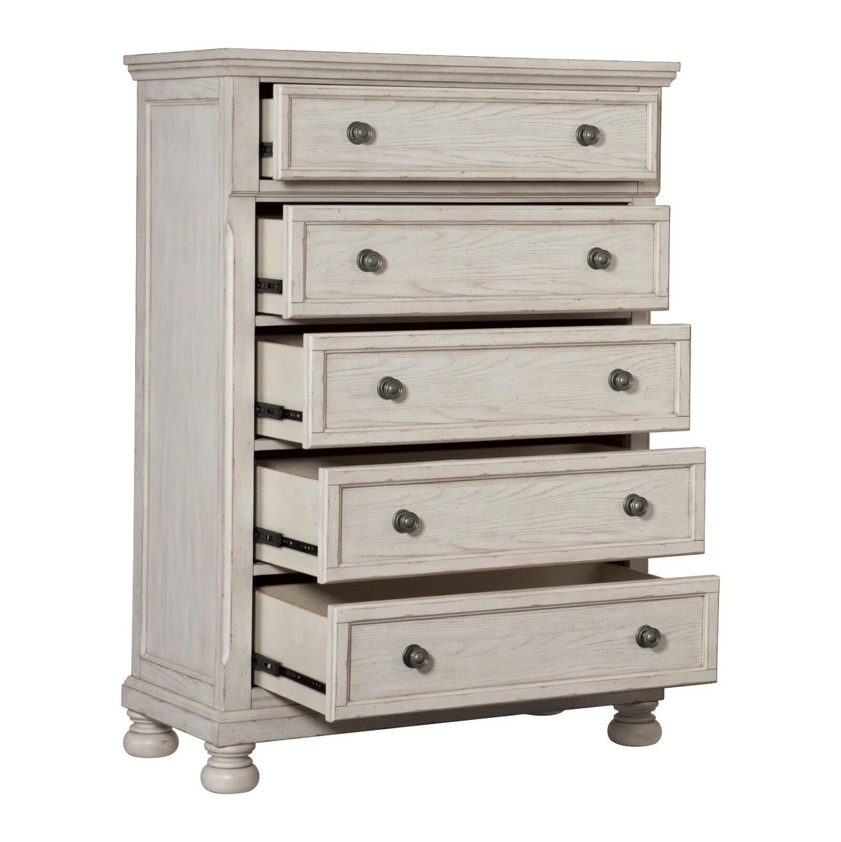 White Queen Size Platform Storage Bed Nightstands Dresser Mirror 6pc Set G198