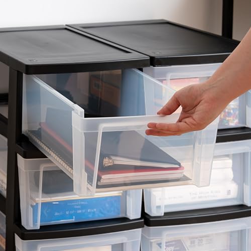 Black/Clear 3-Drawer 2-Pack Plastic Drawer Storage Organizer P55492