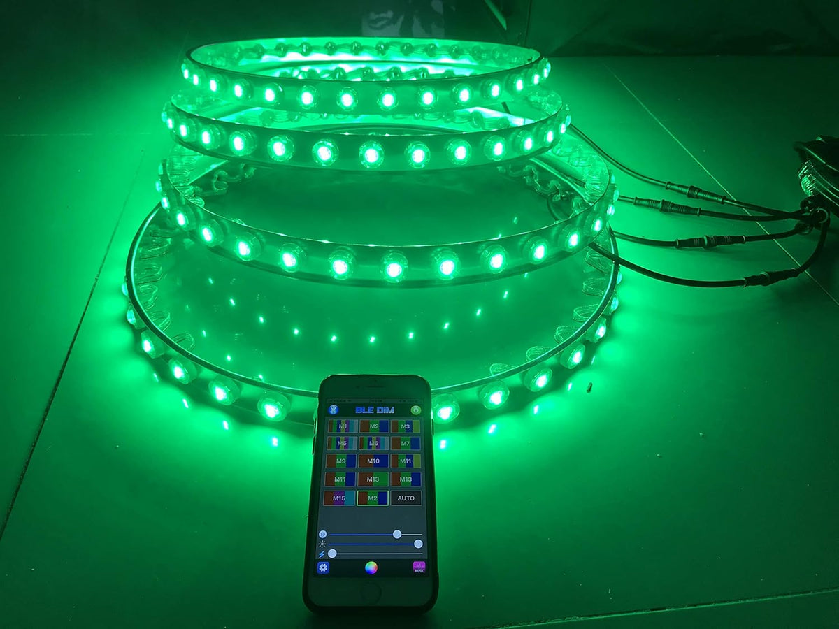 15.5'' RGB IP68 Waterproof LED Wheel Ring Lights T405