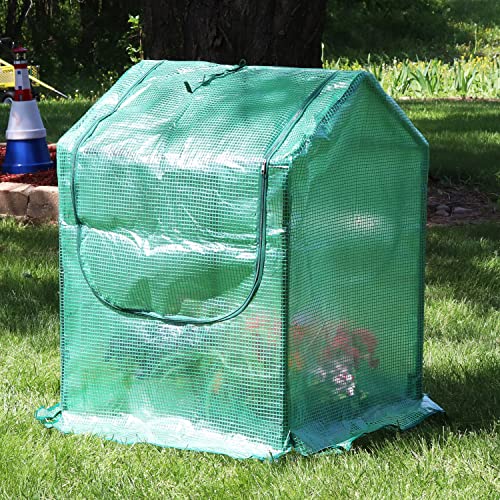 Green 4' x 3' Mini Greenhouse Tent with Steel Tube Frame J40588