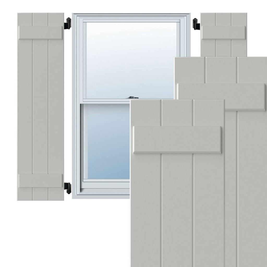 White Composite Board-n-Batten Shutters (Per Pair) X4830