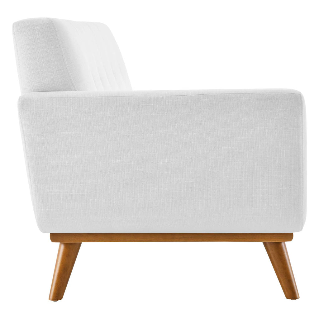White Upholstered Fabric Loveseat V5545