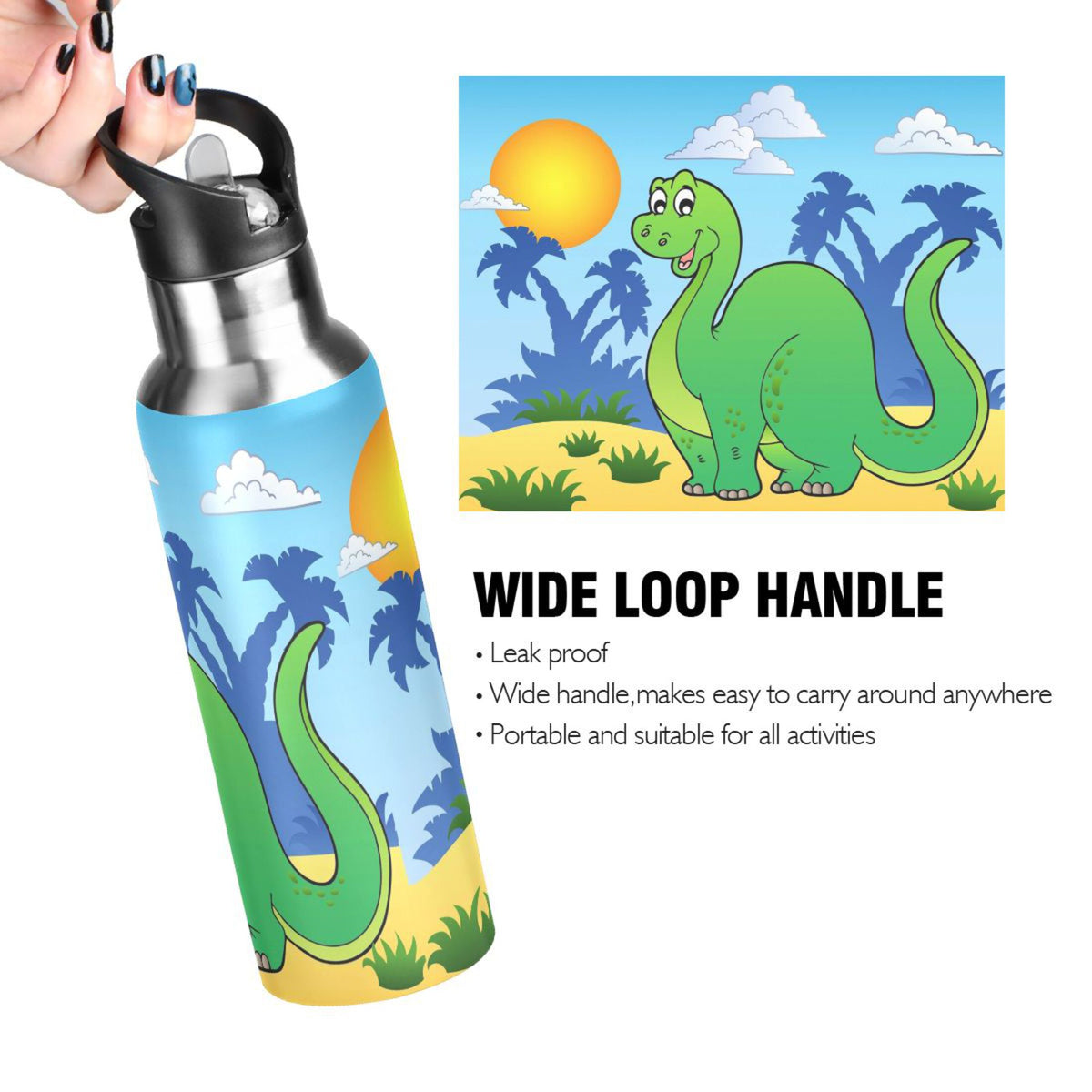 Stainless Steel Vacuum Insulated Water Bottle with Straw Lid 20 OZ I828448