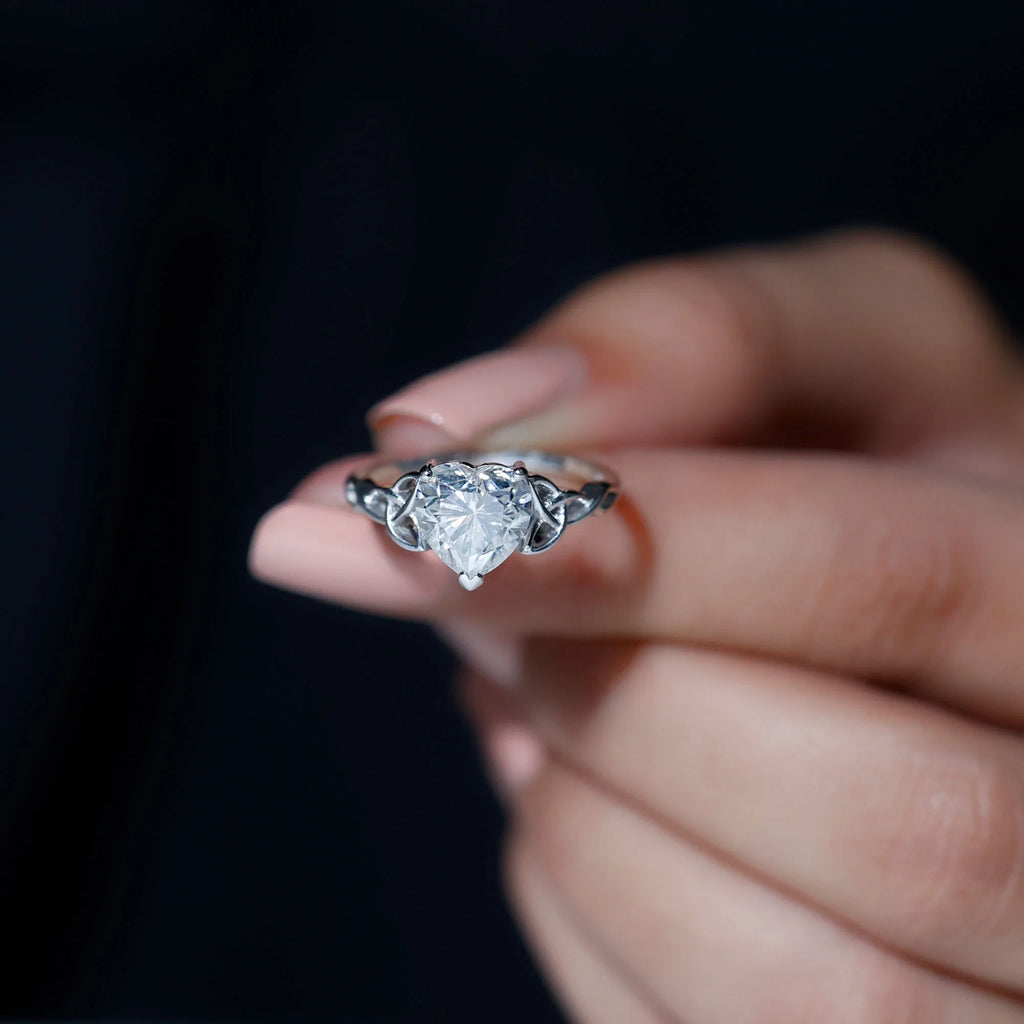 2 CT Heart Shaped Moissanite Solitaire Gold Engagement Ring, 925 Sterling Silver V248967