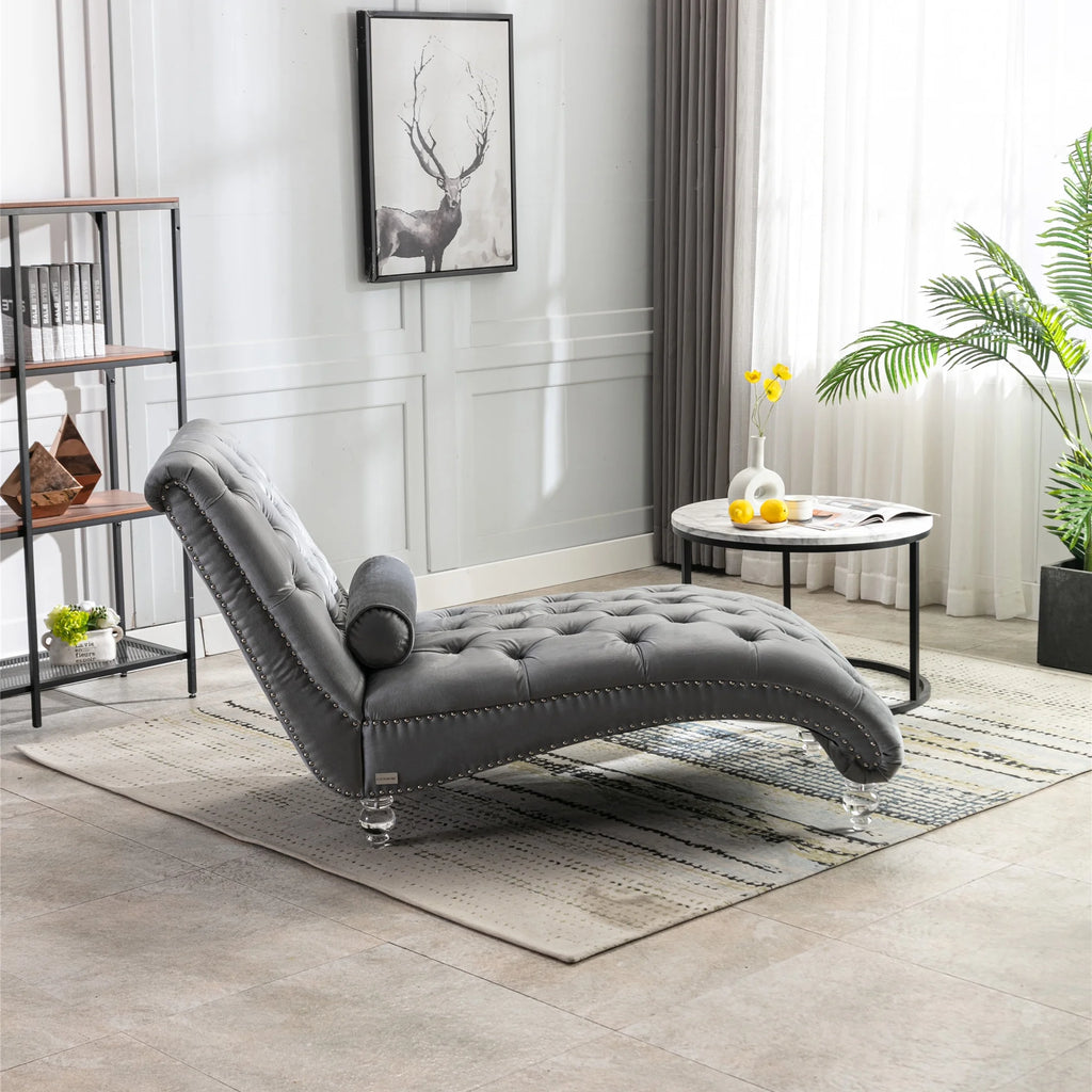 Velvet Recliner Sofa with Acrylic Feet A944875