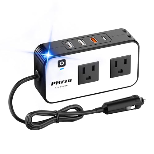 200W Car Power Inverter DC 12V to 110V AC with USB-C Voltage Display E514928