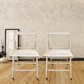 Lightweight Portable Slatted Wood Folding Chair with Backrest and Footrest R778445