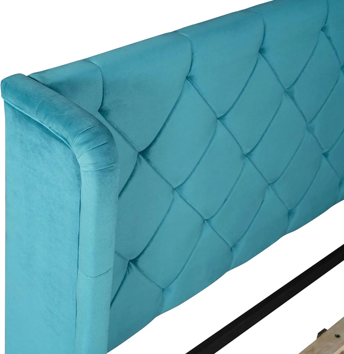 Queen Size Velvet Upholstered Platform Bed Frame with Headboard and Drawers F756