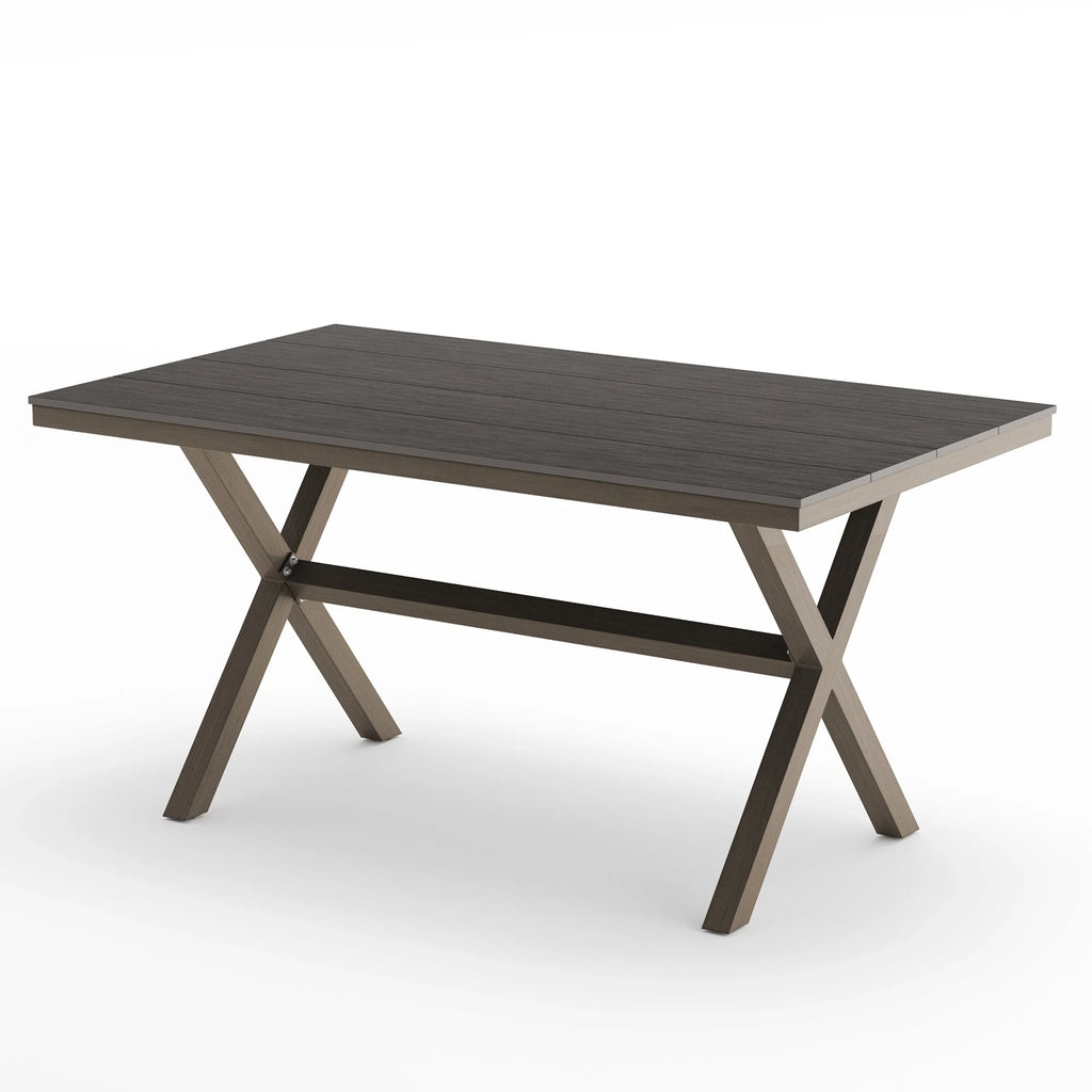 Rectangular Aluminum Plastic Wood Outdoor Patio Dining Table G95904