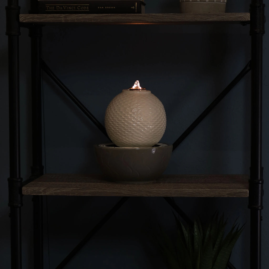 Patterned Sphere Indoor Water Fountain with Lights Z80460
