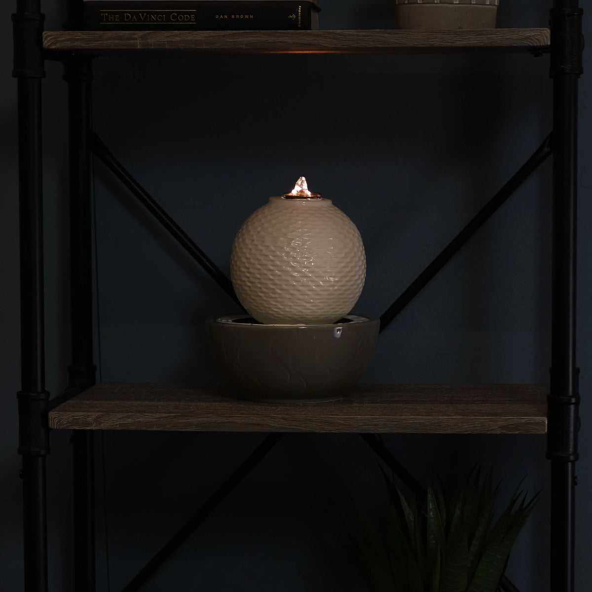Patterned Sphere Indoor Water Fountain with Lights Z80460