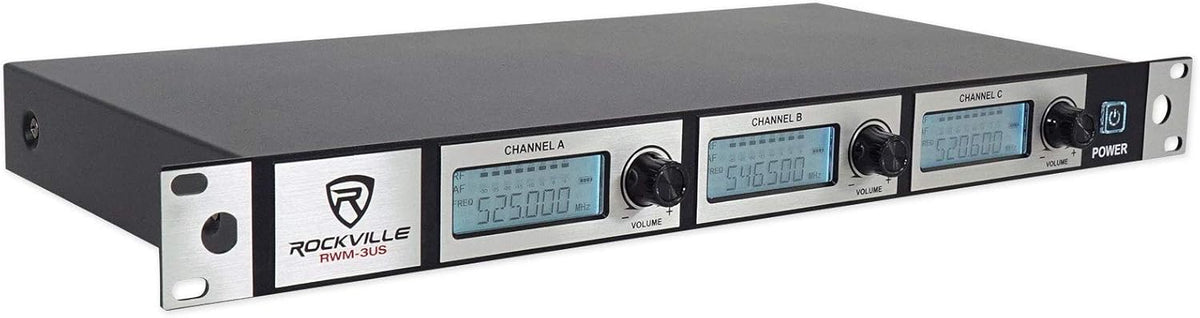 Triple Wireless UHF 3 Microphone System with Adjustable Frequency E38475