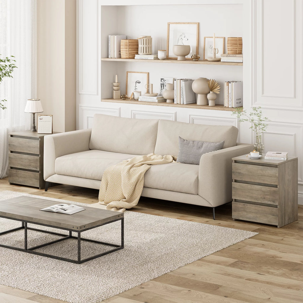White 3 Drawer Wood Nightstand L68759