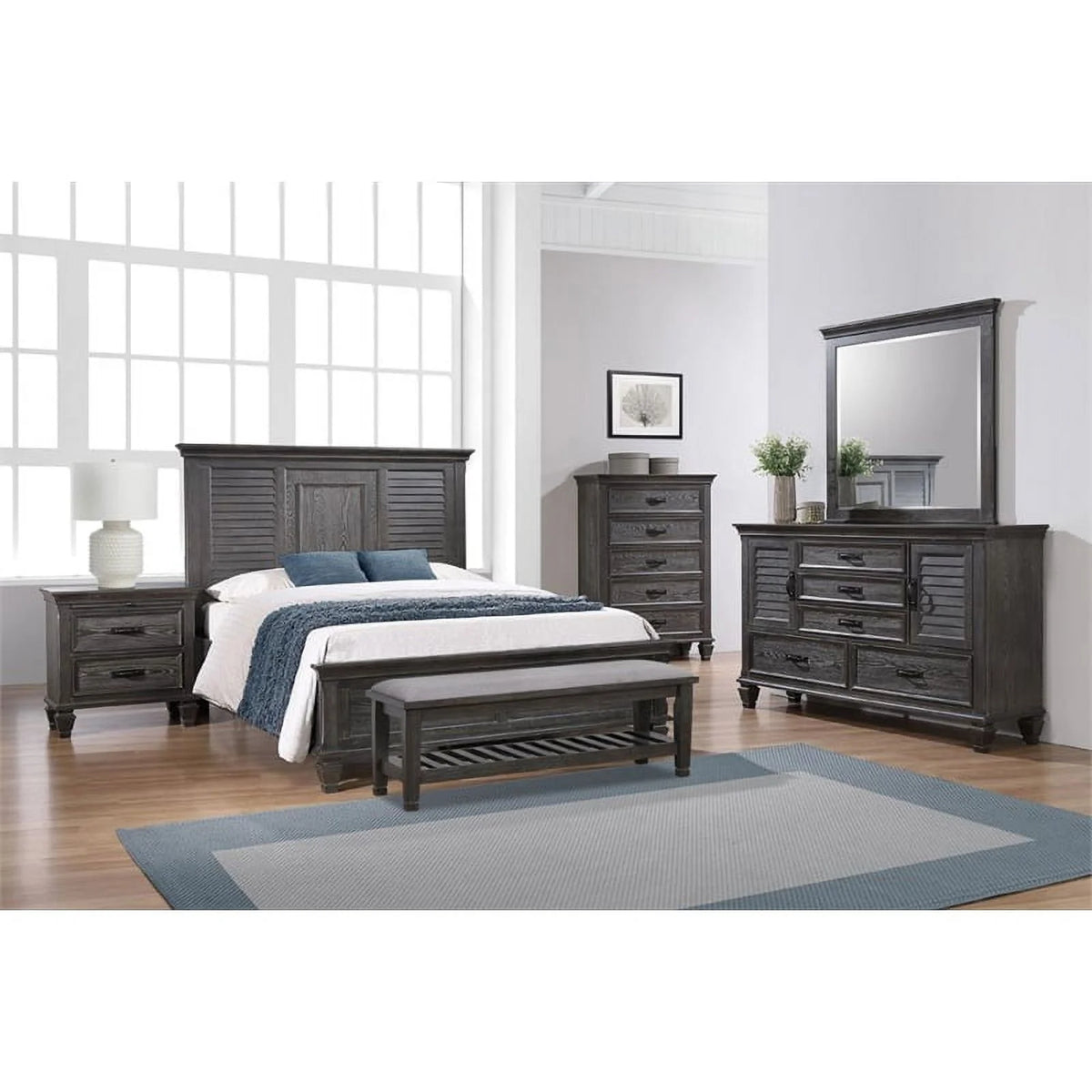 Wood Eastern King Panel Bed J679