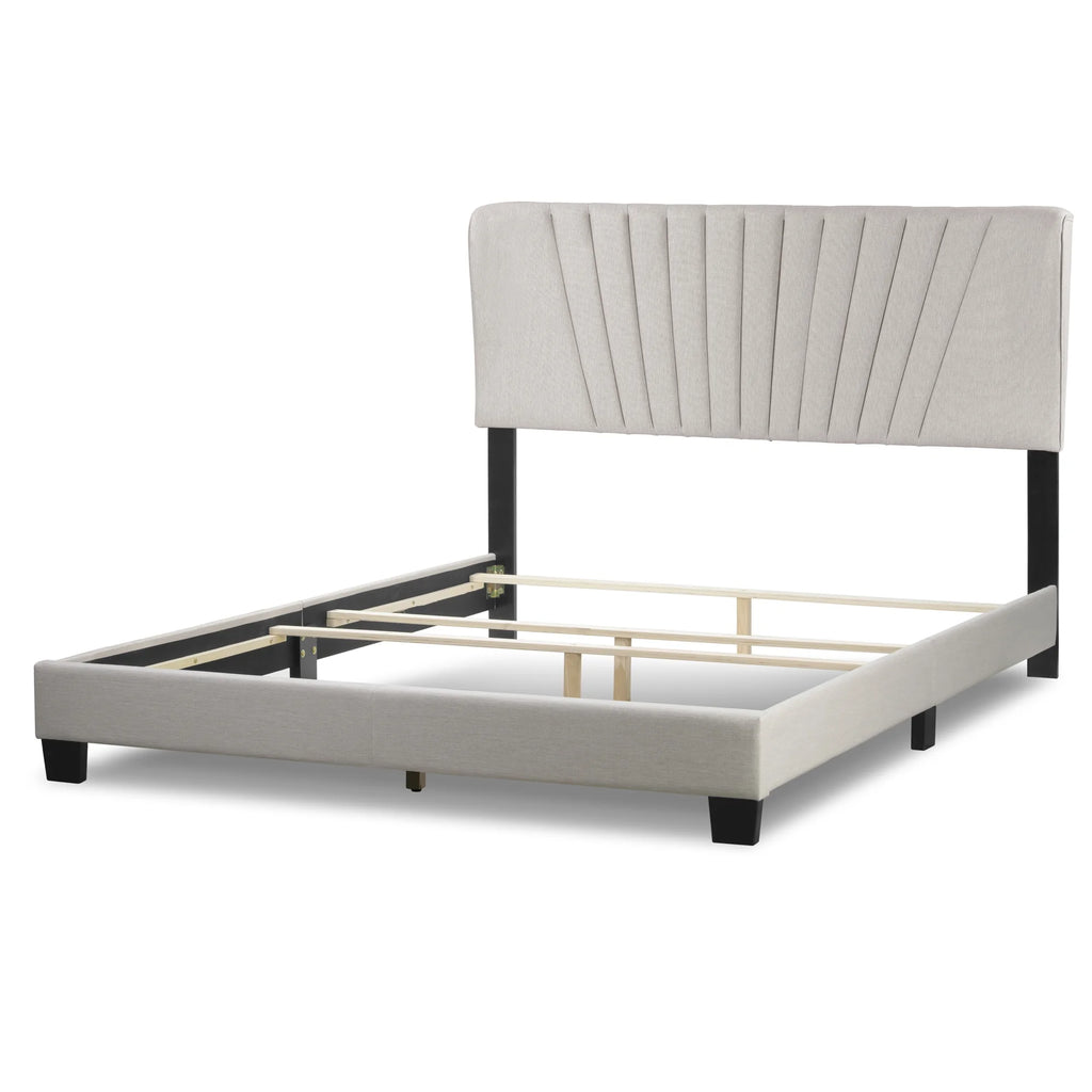 Beige Fabric Queen Bed K40365