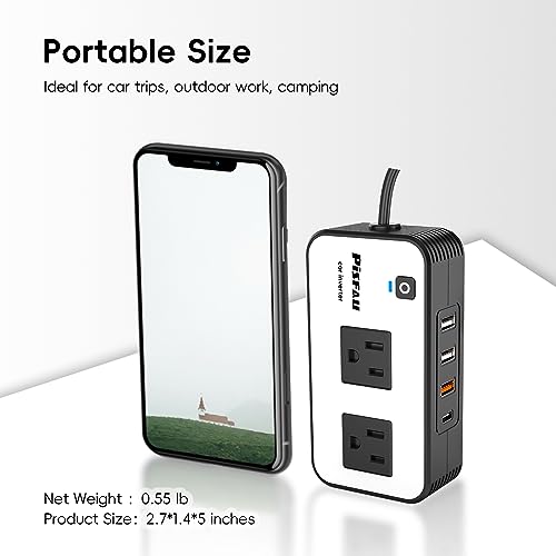 200W Car Power Inverter DC 12V to 110V AC with USB-C Voltage Display E514928