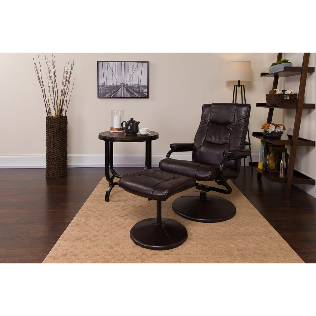 Brown Recliner and Ottoman X232