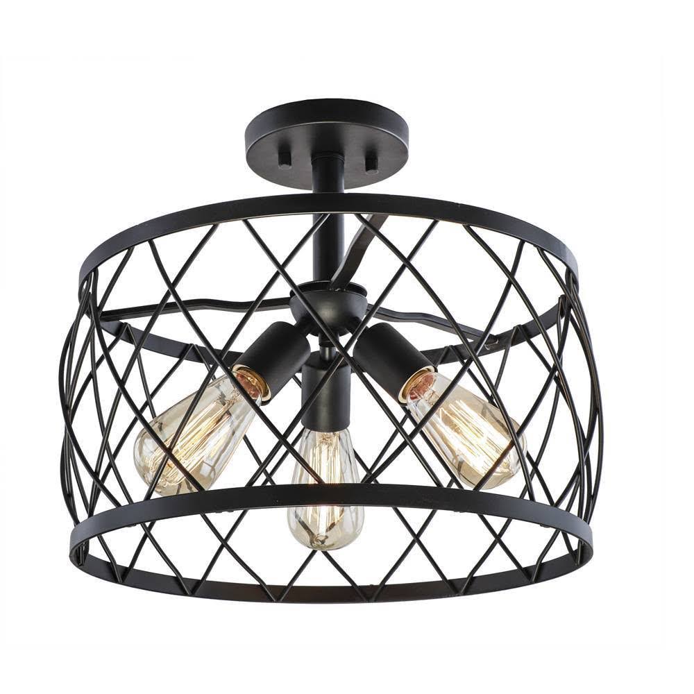 Black 3-Light Semi-Flush Mount O9497